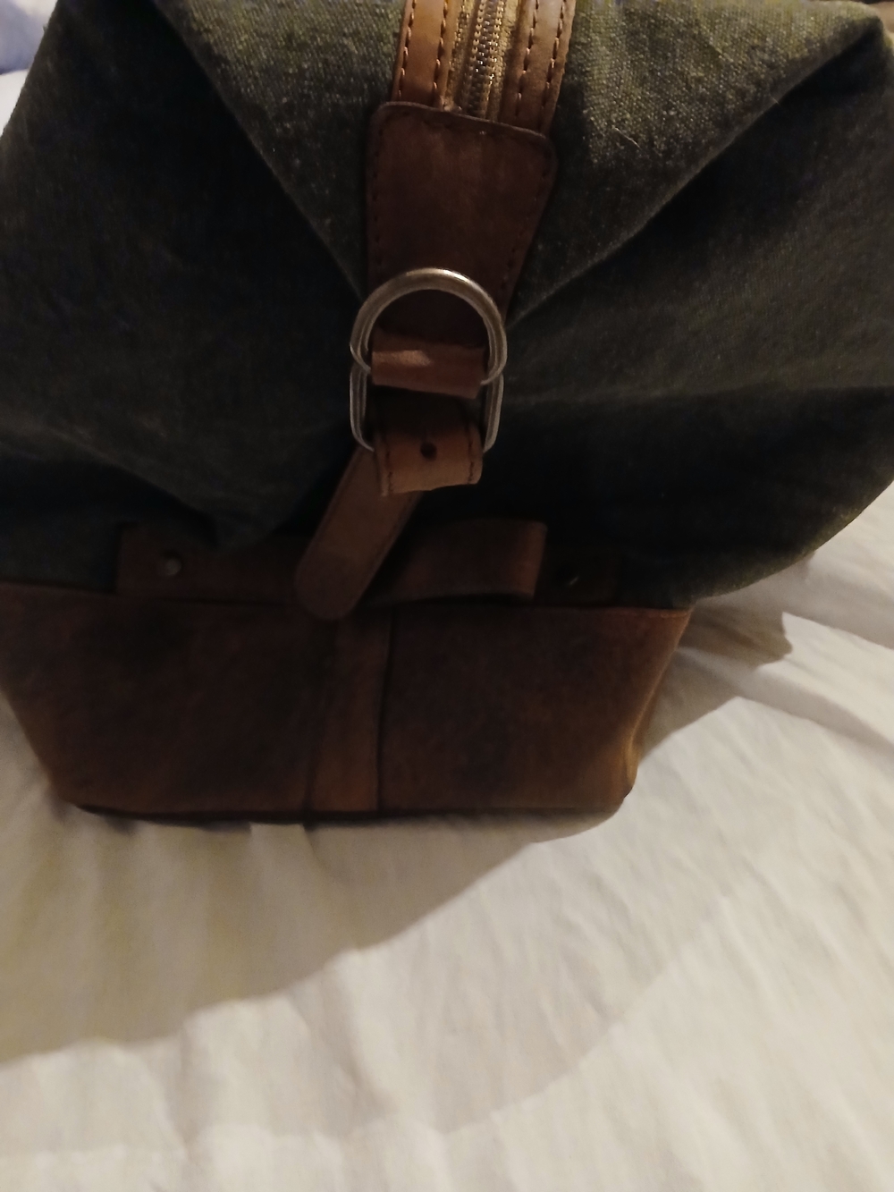 Myra Bag Olive Green Canvas & Brown Leather Weekender - Picture 8 of 16